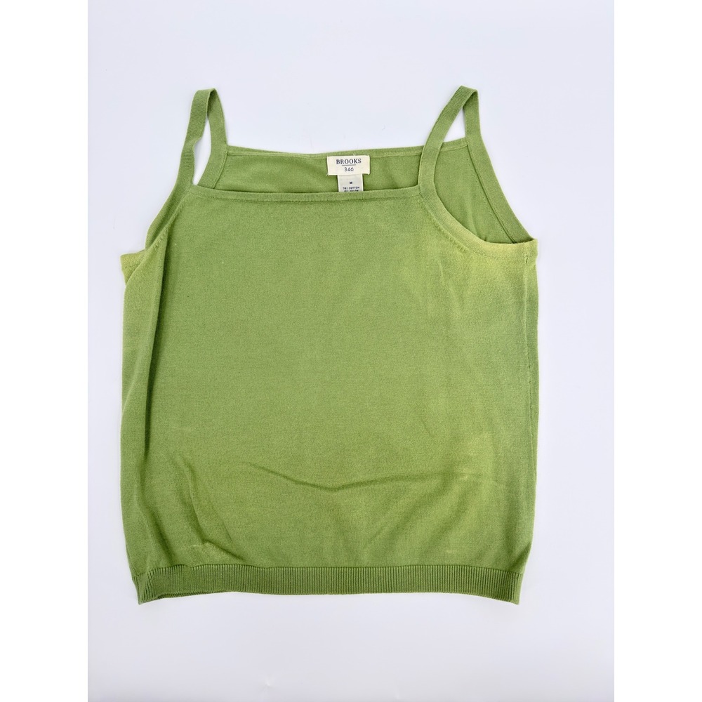 Brooks Brothers 346 Camisole Tank Top Y2K Women Size Medium Green Cotton Blend